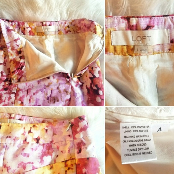 LOFT Abstract Floral Watercolor Print Skirt - Picture 5 of 5